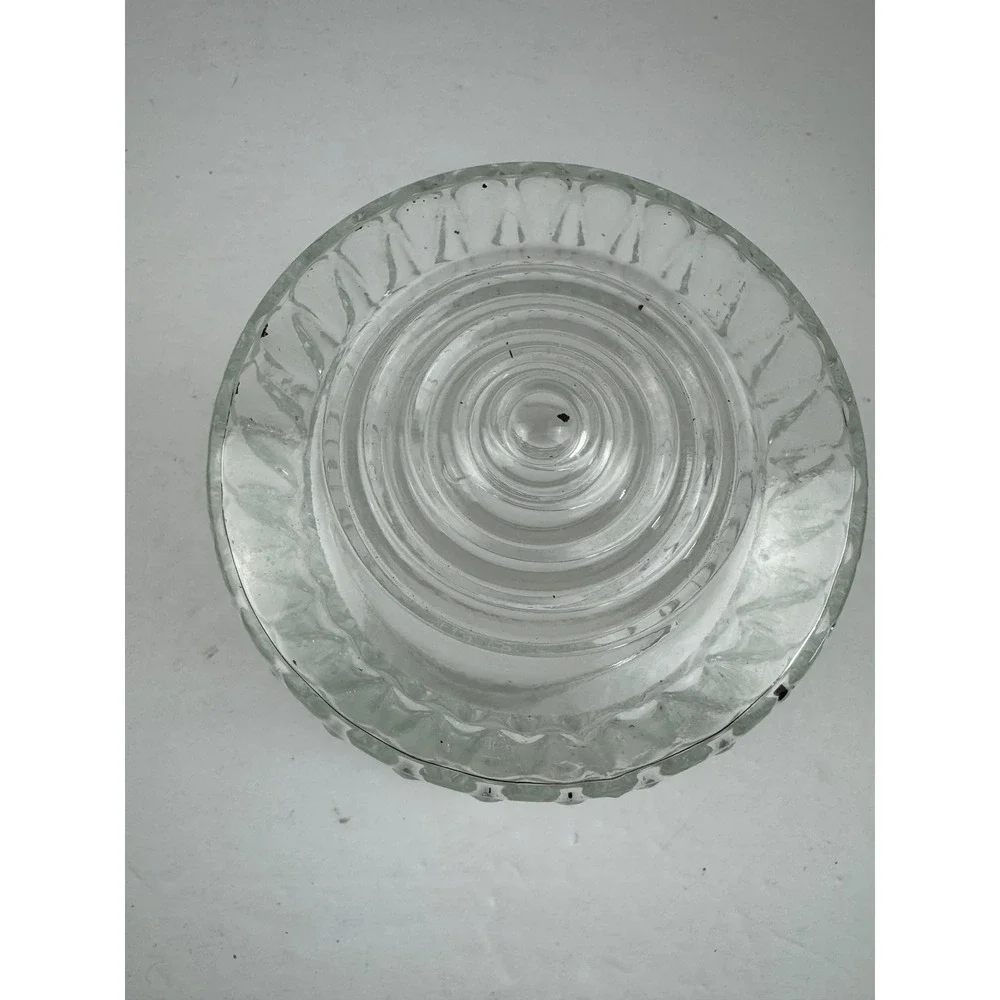 Vintage Mid Century Clear Glass Bullseye Polka Dot Flush Mount Light Cover